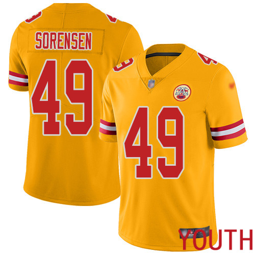 Youth Kansas City Chiefs #49 Sorensen Daniel Limited Gold Inverted Legend Nike NFL Jersey->youth nfl jersey->Youth Jersey